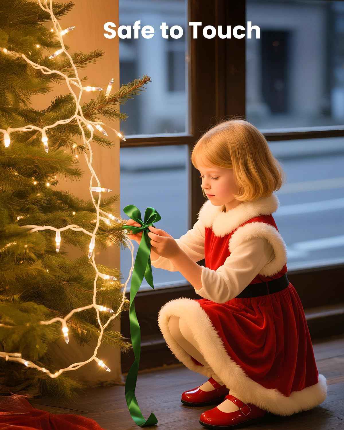 Minetom Clear Christmas Lights Set 100 Count 25 Feet Incandescent Bulb Mini String Lights for Indoor Christmas Tree Garland Birthday Wedding Party Festival Decoration, White Wire