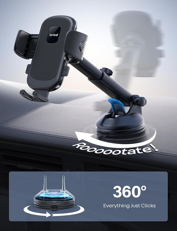 Lamicall Car Phone Holder with 360° Rotation and Adjustable Mount