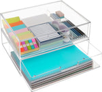STORi STAX Plastic Stackable Organizer Drawers Set of 2 Clear Made in USA