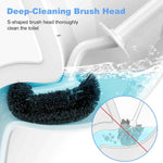 Hamitor Curved Toilet Brush Holder Set with Hidden Scrubber for Small RV Bathroom Accessories - White