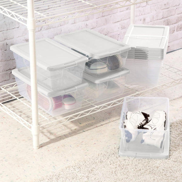 Sterilite 12-Pack 6 Quart Storage Boxes with Clear Plastic Bins and Snap-On Lids