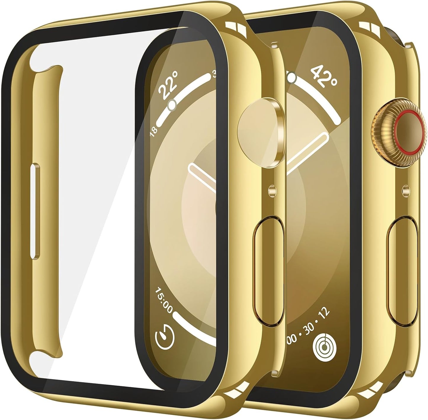 Misxi 2 Pack Tempered Glass Case Compatible for Apple Watch Series 11 (2025) Series 10 46mm, Screen Protector Cover for iWatch, Black