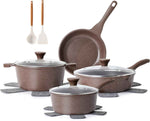 SENSARTE Nonstick Ceramic Cookware Set 13-Piece, Healthy Pots and Pans Set, Non-toxic Kitchen Cooking Set with Stay-Cool Handles, Silicone Tools and Pot Protectors, PFAS and PFOA Free