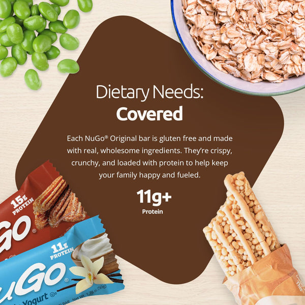 NuGo Vanilla Yogurt Protein Bar, 11g Protein, Gluten Free, 15 Count