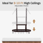 KES 34 Inch Oiled Bronze Hanging Pot Rack, Heavy Duty Oval Pot and Pan Hanging Rack Ceiling Mount, Pot Pan Hangers for Kitchen with 20 Hooks, (For 16" and 24" Joist Mount), KUR221S85-OB