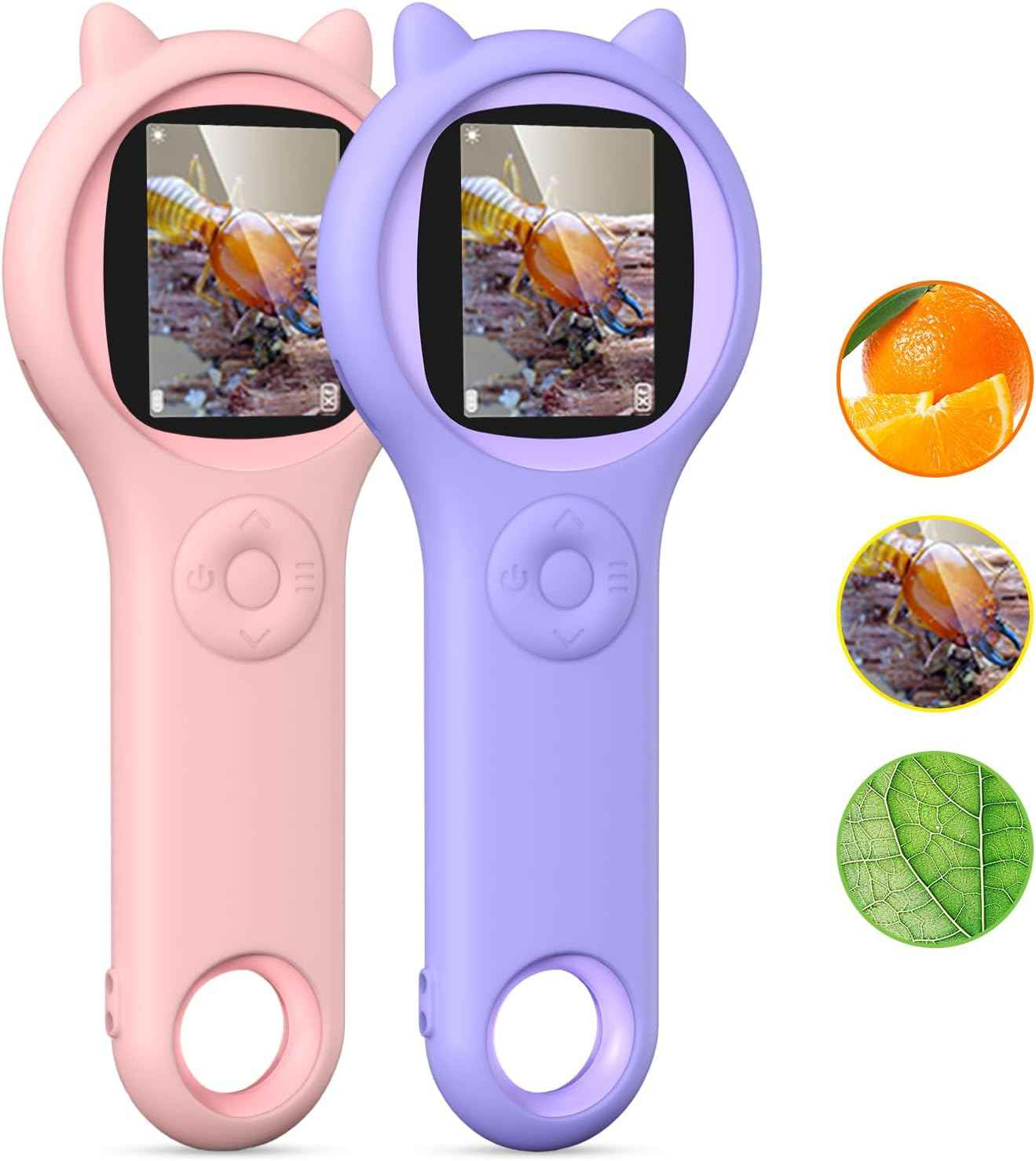 Microscope for Kids - Mini Pocket Handheld Microscope for Toddlers-STEM Educational Science Kit Toys for Christmas Birthday Gifts Toys for 5 6 7 8 9 10 11 12 Year Old Girls（Purple）