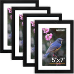 FIXSMITH 8x10 Picture Frame Set of 2, Photo Frame with HD Plexiglass, Display Pictures 5x7 with Mat or 8x10 Without Mat Multi Picture Frames Collage for Tabletop or Wall Display, Black