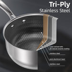 3 quart stainless steel saucepan with lid for all stovetops