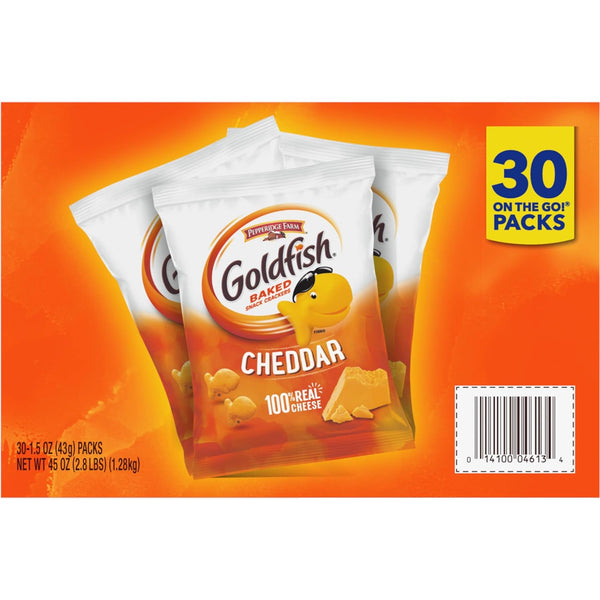 Goldfish Cheddar Crackers, 1.5 oz. Snack Packs, 30 Count
