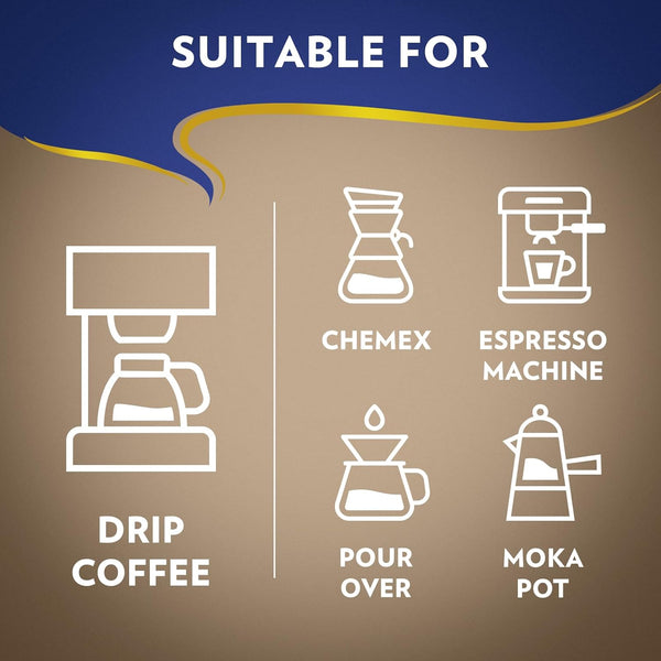 Lavazza medium roast ground coffee, Arabica and Robusta blend, 32 oz bag for drip and espresso preparations