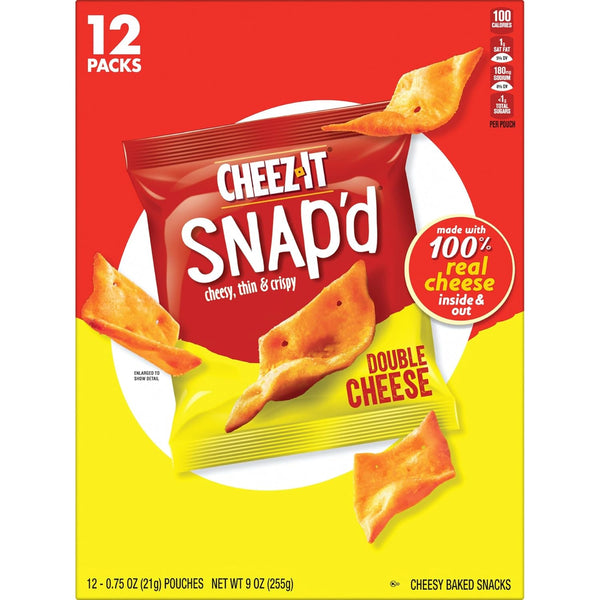 Cheez-It Snap'd Cheese Cracker Chips, Thin Crisps, 9oz Box (12 Pouches)