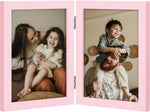 decorUhome double 4x6 picture frame vertical engineered wood bifold photo frame with plexiglass tabletop display black