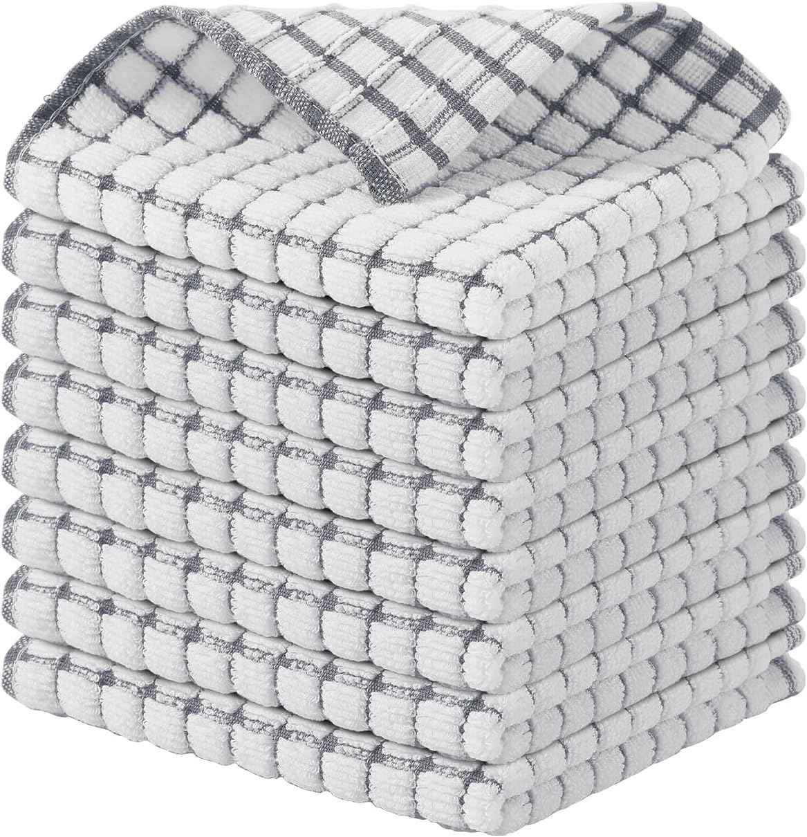 Kitinjoy Cotton 8 Pack Terry Kitchen Dish Cloths, 12 x 12 Inches Super Soft and Absorbent Dish Rags, Quick Drying Dish Towels for Washing Dishes, Mixed Color