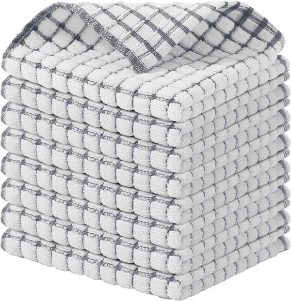 Kitinjoy Cotton 8 Pack Terry Kitchen Dish Cloths, 12 x 12 Inches Super Soft and Absorbent Dish Rags, Quick Drying Dish Towels for Washing Dishes, Mixed Color