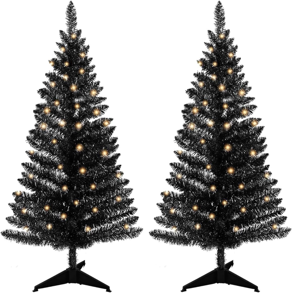 4ft Lighted Artificial White Christmas Tree | Leeheeyee Small Christmas Tree, Not Pre-lit White Tinsel Pine Trees with Lights, Ideal for Home, Office, and Xmas Tree Party Décor
