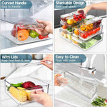 14 Pack Fridge Organizers and Storage - Refrigerator Organizer Bins with Lids, BPA-Free Fridge Organization, Fruit Storage Containers for Fridge, Vegetable, Food, Drinks, Cereals, Clear