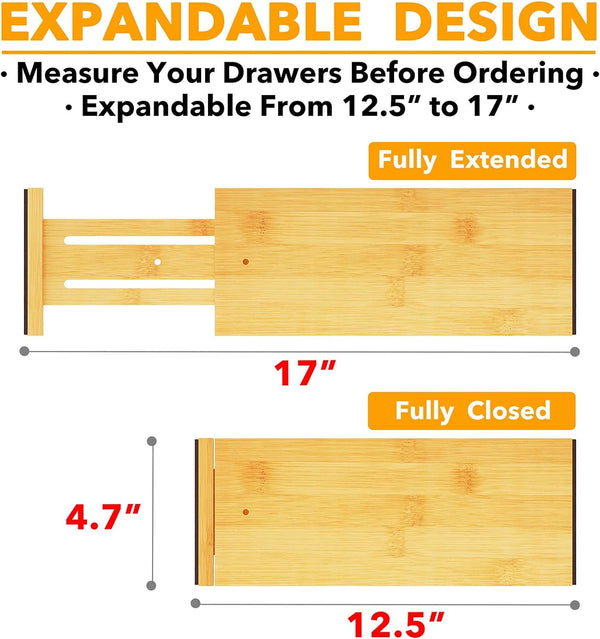Bamboo dresser drawer dividers for organization and customization