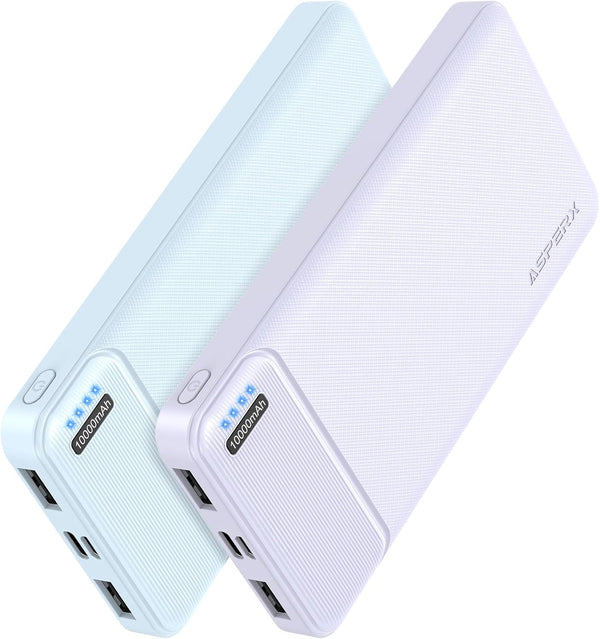 AsperX 2-Pack 10000mAh USB C Output Portable Charger Power Bank Fast Charging, Portable Phone Charger External Battery Pack for iPhone, Samsung, Google LG and Heated Vest