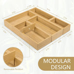Bamboo Drawer Organizer Set for Bathroom, Kitchen, Office, and Closet
