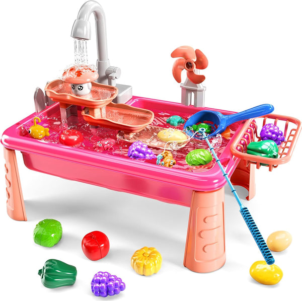 Kitchen Sink Toys for Toddlers 3-5, Play Sink with Running Water, Water Table for Kids Ages 4-8