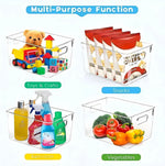 Set of 8 Clear Plastic Storage Bins for Pantry Organization and Kitchen Storage