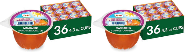 Dole Mandarin Oranges in 100% Juice Snacks, 4oz 12 Cups, Gluten & Dairy Free, Bulk Lunch