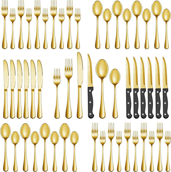 MUTNITT Silverware Set with Steak Knives Service for 4,Stainless Steel Flatware, Mirror Polished Cutlery Utensil Set for Home Kitchen Eating Tableware, Include Fork Knife Spoon, Dishwasher Safe