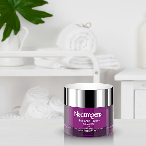 Neutrogena Triple Age Repair Face Moisturizer with Hexinol & Vitamin C, Anti-Wrinkle Cream with SPF 25, 1.7 oz for Women & Men
