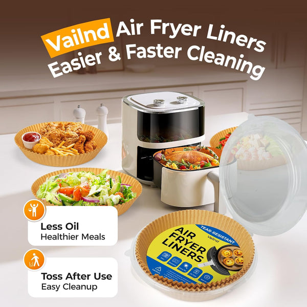 Air Fryer Liners for Ninja, 205 PCS Heavy-Duty Disposable Air Fryer Liners, 8" Round Airfryer Paper Liners for 5-8 QT Basket, Oil-Proof & Non-Stick Parchment Paper for Baking, Microwave, Oven, Pans