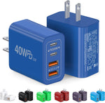 40W USB C Charger Block, 4-Port Fast Charging Brick for iPhone and Samsung Devices