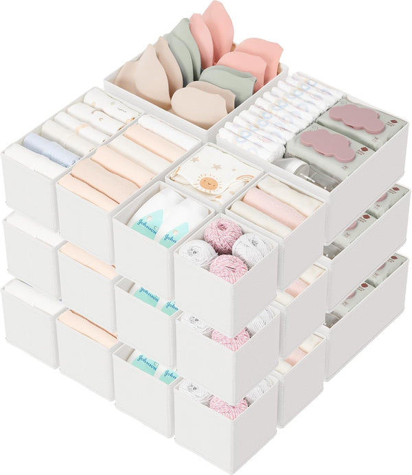 18-piece drawer organizer set for baby clothes and nursery storage