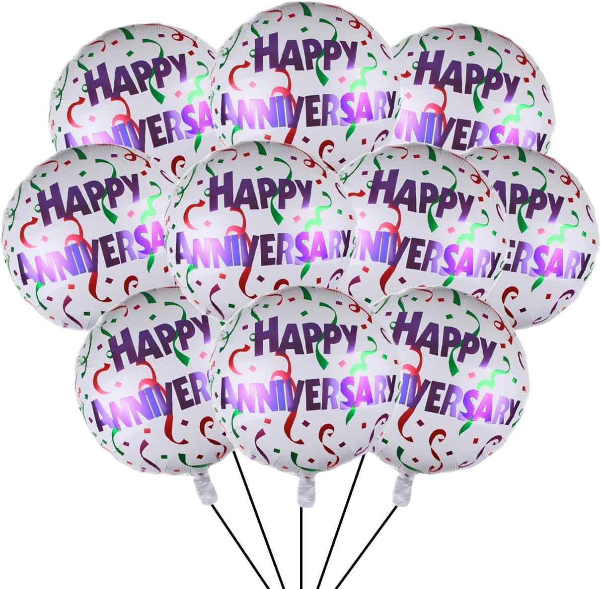 10PCS Happy Anniversary Aluminum Foil Balloons Party Decors Anniversary Balloon Party Supplies for Men Women