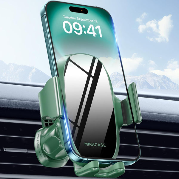 Miracase Upgraded Wider Clamp Phone Holders for Your Car, Metal Hook Air Vent Car Mount [Thick Cases Friendly] Automobile Hands Free Compatible with iPhone 17/16/15/14/13 Series All Smartphone