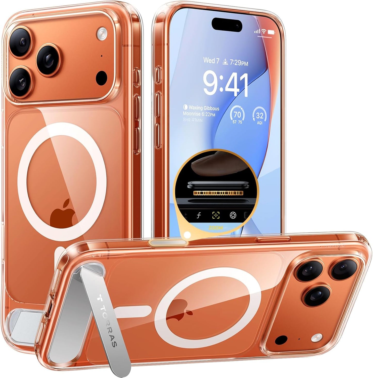 TORRAS Strong Magnetic & Seamless Stand for iPhone 17 Pro Max Case, Fit for MagSafe, Military Grade Drop Protection, Adjustable Kickstand Slim for iPhone 17 Pro Max Case Translucent Matte Deep Blue - Rayz Mart