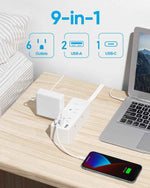 olcorife power strip surge protector ultra thin 5ft 6 outlets 3 usb ports 1 usb c white