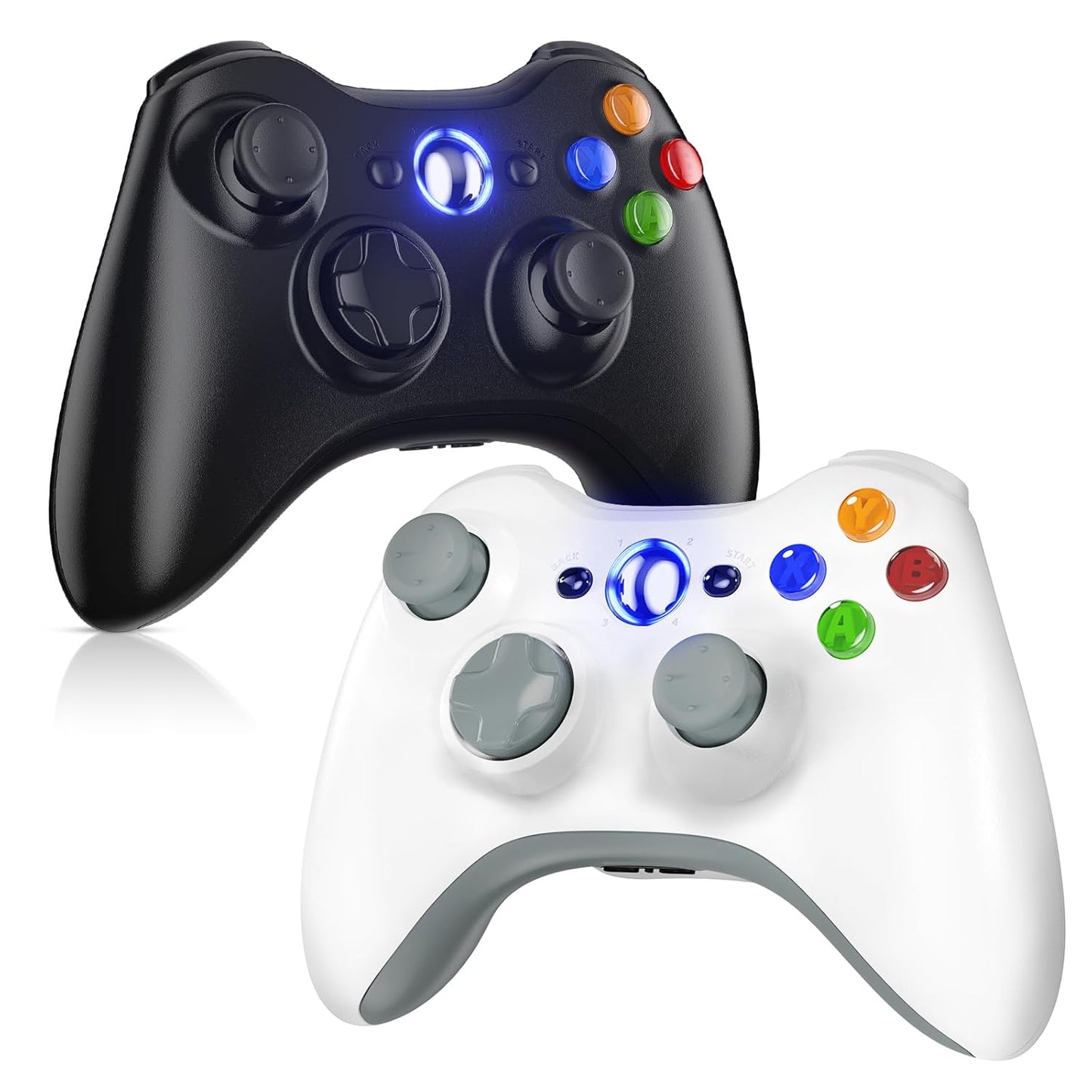 Gamrombo 2 Pack Replacement for Xbox 360 Controller, Wireless Controllers Gamepad Upgraded Joystick Compatible with 360 & Slim, Windows 11/10/8/7 PC Controller