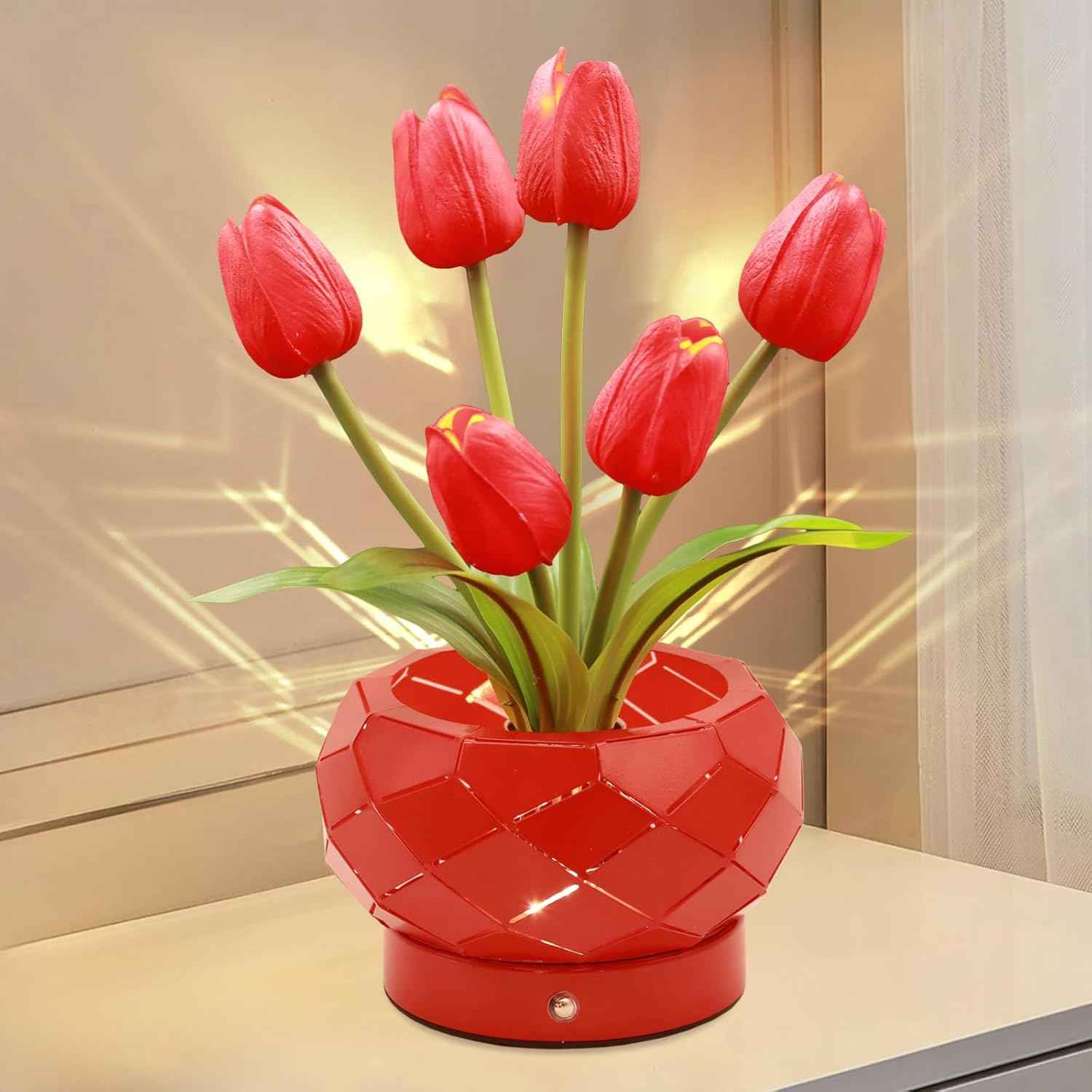 Birthday Gifts for Women,Tulips Flower Touch Lamp,Rechargeable Cordless Lamps 3-Colour Dimming Small Night Light for Festival,Restaurant,Bedroom,Office Home Decor Gifts for Mom | Gifts for Mom, Birthday Gifts for Women, Small Night Light, Rechargeable, Be