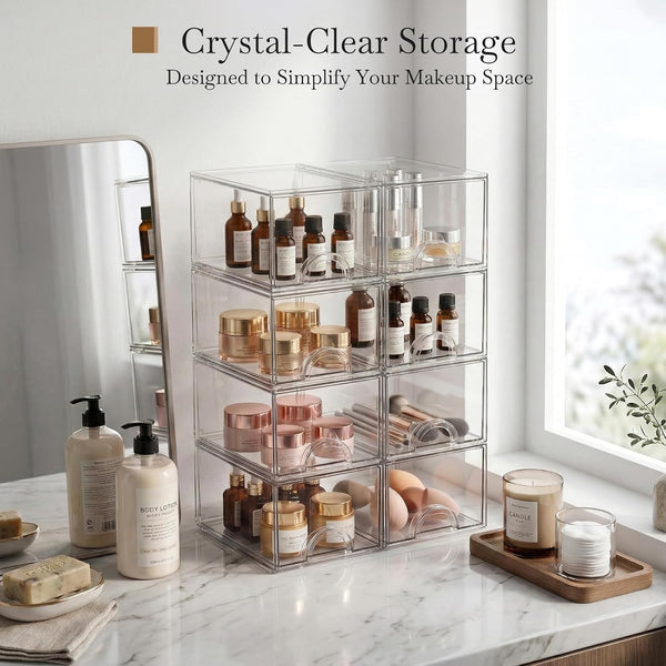 8 Pack Clear Stackable Acrylic Storage Boxes for Art Tool & Sketch Organization