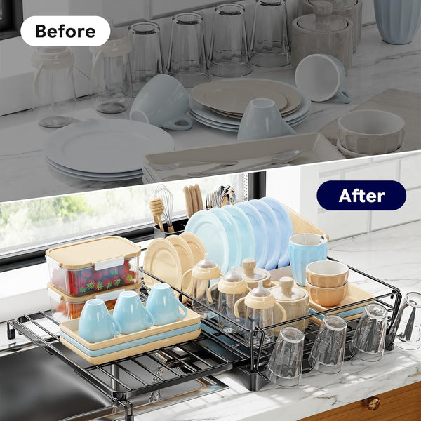 Expandable Dish Drying Rack for Kitchen Counter