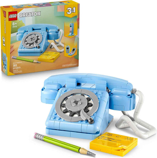 LEGO Creator 3 in 1 Retro Telephone Kids Toy - Home Decor for Bedroom or Kids Room - Building Toy and Learning Playset for Girls & Boys, Ages 8+ - Gift Idea for Birthdays or Special Occasions - 31174