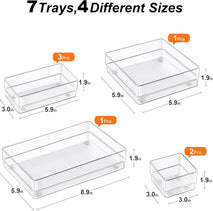 7-Piece Drawer Organizer Set with Non-Slip Pads for Desk, Kitchen, and Bedroom Drawers