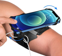 Running Armband 360°Rotatable for iPhone 17/16/15/14/13/Pro Max/Pro/Mini/12/11/SE/Xs/XR/X/8/7/Plus, Fits All 4-6.7 Inch Smartphones, with Key Holder Phone Armband for Running Hiking Biking (Black)