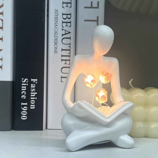 LIYAOLI Tulip Night Light Aesthetic Sculptures Lamp Home Decor Book Shelf Decor Aesthetic,Tulip Lamp Office Decor for Women Desk Cute Night Light
