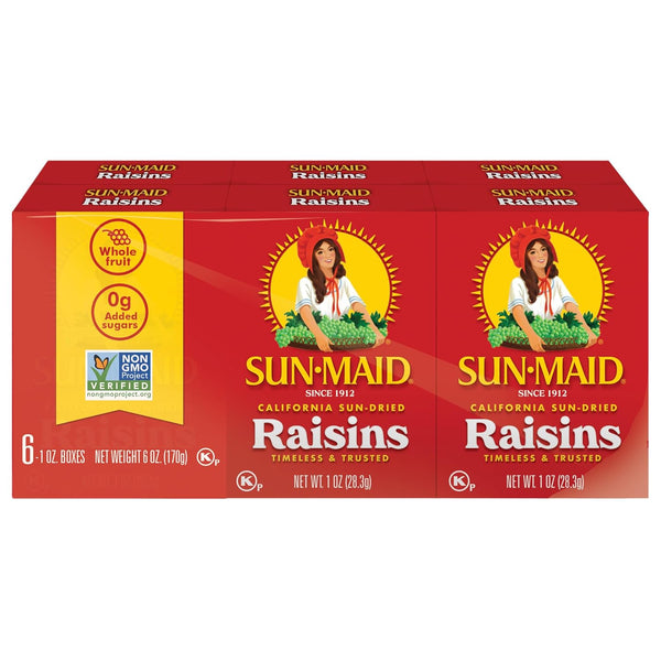Sun-Maid 13 oz Resealable California Sun-Dried Raisins for Healthy Snacks and School Lunches, Non-GMO and No Added Sugar