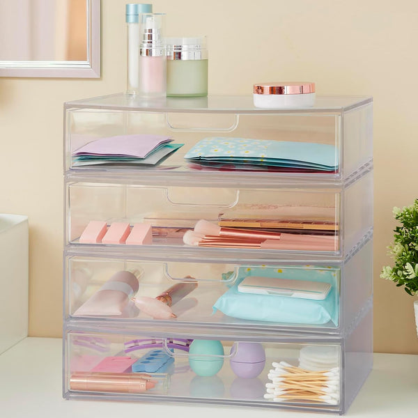 STORi STAX Plastic Stackable Organizer Drawers Set of 2 Clear Made in USA