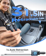 Retractable Car Charger, [Ultra-Compact] 6-Port Car Charger USB C, iPhone Car Chargers Fast Charging with Dual USB C Cables, RV Power Adapter for iPhone 17/16/15/14/13/12 Series