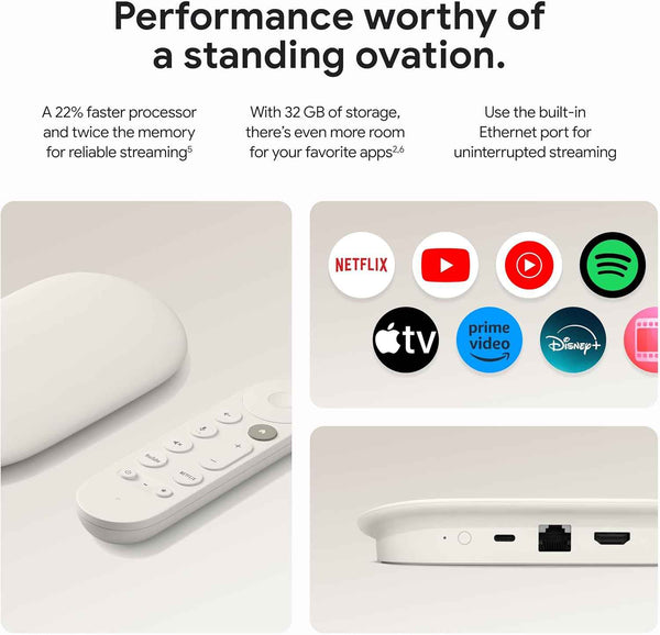 google tv streamer 4k porcelain remote voice search 32gb storage smart home control