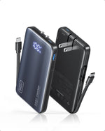 INIU Portable Charger, Ultra Small 45W Fast Charging Power Bank with Built-in AC Wall Plug, 10000mAh GaN 3-in-1 Battery Pack for Flight-Safe Travel, for iPhone 17 16, Samsung S26, iPad etc, Black