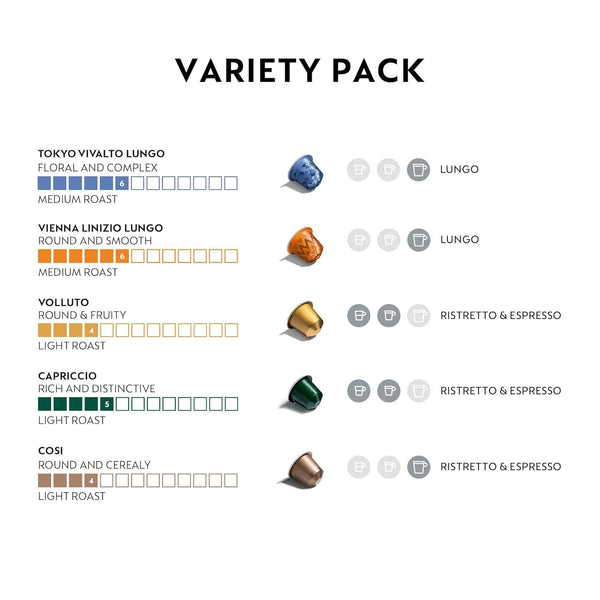 Nespresso Capsules Original Line Variety Pack 50 Count Coffee Pods