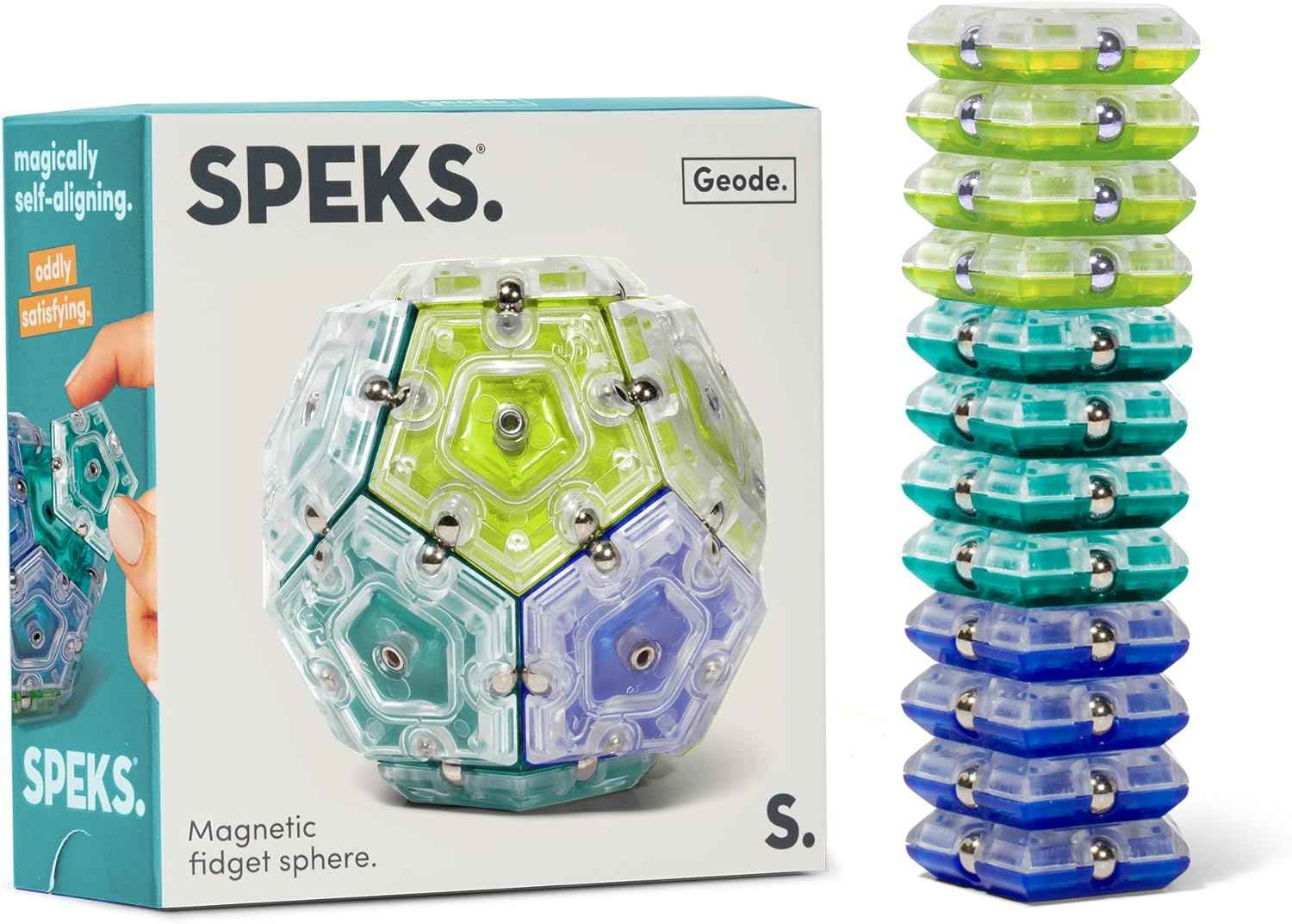 Speks Geode Magnetic Fidget Toy | Sensory Desk Toy for Adults & Teens 14+ | Stress Relief Gift | Sphere, Cool